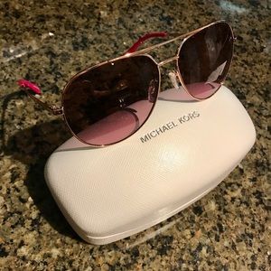 Michael Kors Rose Gold Tone Aviators With Case